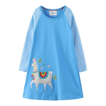 Sărituri de metri Printesa rochii de partid pentru fete toamna bumbac animale aplicatiile copii rochii unicorn tunica toddler girls 800