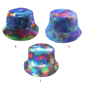 Unisex Neon Colorate Tie Dye Găleată Pălărie Harajuku Hip Hop Reversibile Dublă Față-Verso Purta Margine Largă Packable Pescar Capac 0