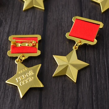 Uniunea sovietică Muncii Socialiste Medalie de Erou de Cinci Stele de Aur rusă Vultur bicefal URSS Metal CCCP Insigna 0