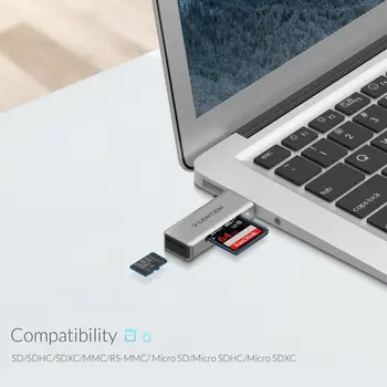 USB 3.0 SD/Micro SD Card Reader, USB de Tip Dual Adaptorul de Card de Memorie Compatibil MacBook Air si Pro, Surface Book, și Mai mult 0