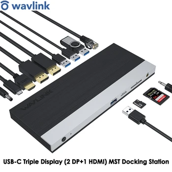 USB-C Triplu Afișaj (2 DP+1 HDMI) MST Laptop Docking Station DisplayPort HDMI 4K/60Hz USB 3.0, Ethernet RJ45 Pentru Mac OS Windows 19293
