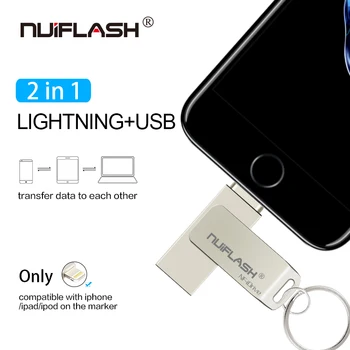 USB Flash Drive Pentru iPhone X/8/7/7 Plus/6/6s/5/SE/ipad 2 IN 1 Pen Drive Memory Stick 16GB 32GB 64GB 128GB Pendrive usb 2.0 0