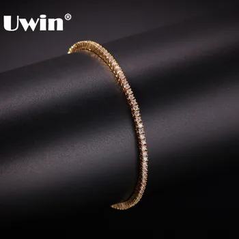 UWIN 2mm Tăiat Rotund Micro Brățară de Tenis Bling Bling Cubic Zirconia Moda Hiphop Bărbați Femei Brățări Bijuterii 0