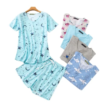 Vara scurte seturi de pijamale femei coreene casual de Desene animate Drăguț mâneci scurte pijamale femei seturi de pijama pantaloni scurți, pijamale 22837
