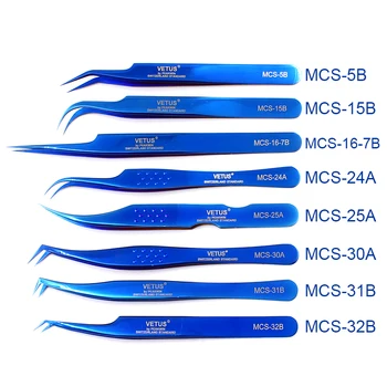 Vetus MCS Serie Vis albastru culori rusă Volum Floare de Extensie a Genelor Pensete Inoxidabil de Precizie de Înaltă calitate Genelor Instrument 0