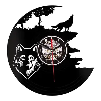 Vinil Ceas de Perete Wolf Pack Ceas Vintage Personalitate Creatoare de Moda se Execută în Tăcere Convenabil pentru Realizarea de Activități în aer liber 15727