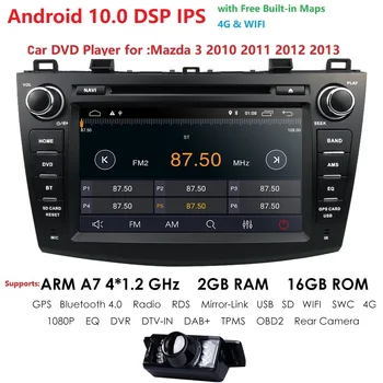 WIFI 4G Android 10.0 DVD Auto radio stereo Player Pentru Mazda 3 2010-2013 1024*600 Ecran IPS BT GPS DAB SD DVR Gratuit camera din spate 2162