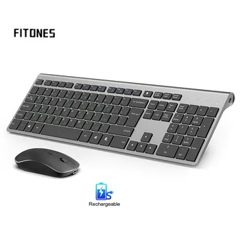Wireless keyboard mouse-ul , 2.4 ghz conexiune stabilă baterie reîncărcabilă, Full-size aspect rus,Negru gri alb-Argintiu 25331