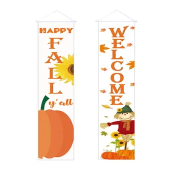 Ziua recunostintei Fericit Recoltei de Toamna Decorative Pridvor Semn Ușa bun venit Banner Agățat de Dovleac, Frunze de Arțar Modele pentru Petrecerea Grădină 4491