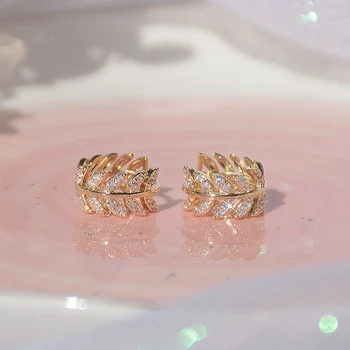 14K aur adevărat placare cupru rafinat zircon incrustate spic mic hoop cercei elegant dulce femei coreeană bijuterii cercei 1