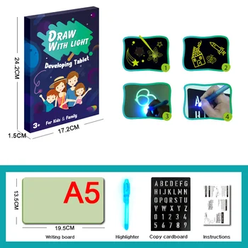 1set rusă, engleză A3 A4 A5 copii Educative pentru copii de Desen Bord Jucarii Tableta Graffiti Luminoasă cu Led-uri de Magie Prime Cu Lumina-distractiv 1