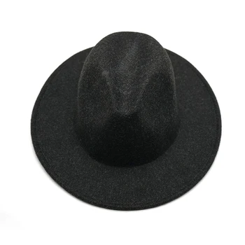2019 Nou de înaltă calitate Femei bărbați Pălării de Lână pălărie Margine Largă Pălărie Panama Cald Iarna Jazz Capace Doamnă Elegantă Biserica Pălărie Sombrero 1