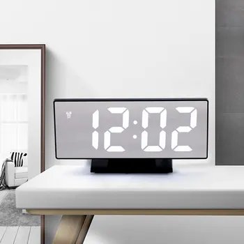 2020Digital Ceas Deșteptător LED Oglinzi Electronice, Ceasuri Multifunctional Display LCD de Mari dimensiuni Ceas de Masa Digital cu Calendar Cablu USB 1