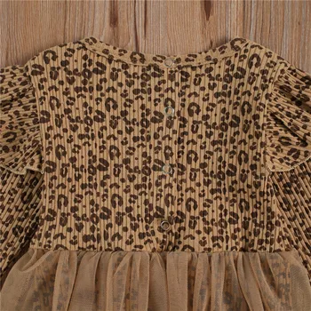 2021 Copil Nou-Născut Fete Cu Maneca Lunga Cu Dungi Leopard Salopete Plasă De Primăvară Salopetă Tinutele Vestimentare Bentita 1