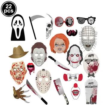37 buc Halloween Photo Props Fantomă Înfricoșător Craniu de Dovleac Photo Booth Props pentru Copii, Truc sau Trata Consumabile Partid Decor de Halloween 1