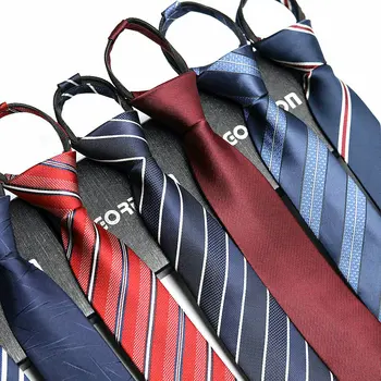 48*6 Cm Barbati Cravata de Afaceri de Rochie Formale Purta Dungi de Culori Solide cu Fermoar Cravata en-Gros Cadouri pentru Barbati Slim Skinny Tie 1