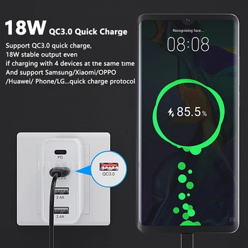 48W Multi USB Quick Charge 3.0 Tip C PD Încărcător QC 3.0 Rapid Încărcător de Perete Adaptor de NOI UE UA UK Plug Pentru iPhone Samsung Huawei P40 1