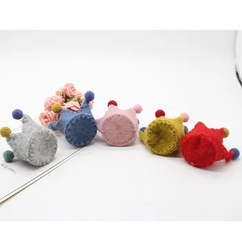 4buc/lot Handmade Lână Simțit Ambarcațiunile de Păpuși Bijuterii DIY 3D Kawaii Coroana Plasture Autocolant pentru Fete de Păr Elastic Cap 1