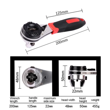 6-22mm Reglabilă cu Clichet Cleste Multifunctional Cheie 2 In 1 Mașină la Mâna Instrument de Reparare Universal Auto DIY Cheie cu Clichet 1