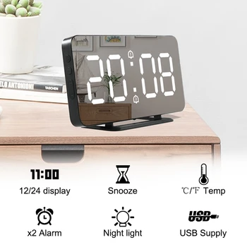 6 Inch LED Estompat Sn Ceas Digital pentru Dormitor,Usor Inteligent Număr Dublu Ceas cu Alarmă cu Funcție de Amânare 1