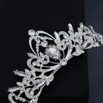 ACRDDK Manual Lux Cristal Stras Aliaj de Argint de Culoare Coroana Femei Tiara Bentita Mireasa Nunta Bijuterii de Păr Dotari SL 1