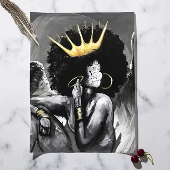 Africa De Înger Regina Neagră Fată Băiat Nordic Postere Si Printuri De Arta De Perete Pictura Panza De Imprimare Imagini De Perete Pentru Camera De Zi Club 1