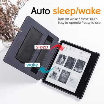AROITA Caz Stand pentru Kindle Oasis (9-Gen - 2017 și a 10-Gen - 2019) - Piele PU Capac de Protecție cu Curea de Mână/Sleep Wake 1