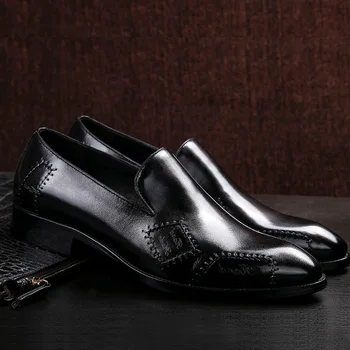 Barbati din piele pantofi de afaceri costum rochie pantofi barbati de brand Bullock piele naturala negru slipon de nunta mens pantofi Phenkang 2020 1