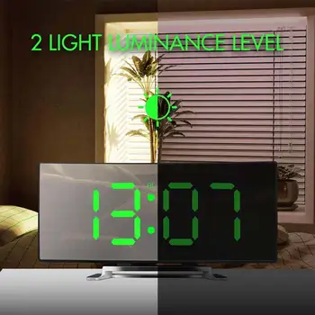 Ceas cu Alarmă Digital de 7 Inch Curbat Estompat LED Sn Electronic Digital desktop Clock pentru Copii Dormitor Număr Mare Ceas de Masa 1