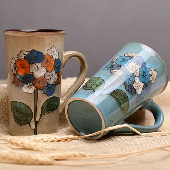 Culoare ceramice glazurate cana creativ retro geamuri ceașcă de cafea teacum cuplu cana cana de sticla 1