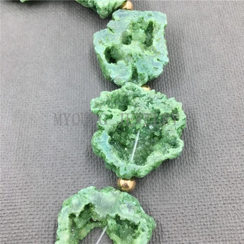 Freeform Verde Titan Cristal Druzy Geode Pandantive,Mărgele, Plin Fir Plat Placa de Margele Pentru Bijuterii DIY MY1001 1