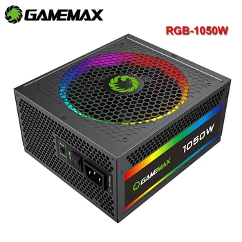 GameMax 1050W de Alimentare Complet Modulara, 80+ Gold Certified cu Adresabile Lumina RGB - Vairous Modul de Culoare, RGB-1050-Curcubeu 1