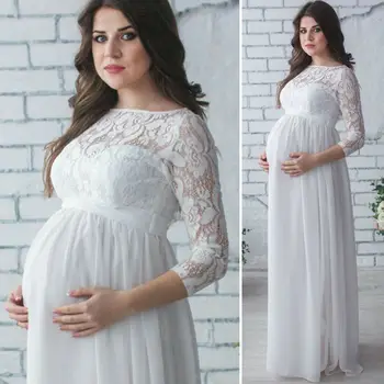 Gravide Femei Maternitate Dantelă Rochie Maxi Rochie De Recuzită Fotografie Petrecere De Nunta 1