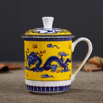 Jingdezhen porțelan ceramică cupe mari cu capac drinkware cană de Porțelan întâlnire cadou cana de Birou despre 500ml 1