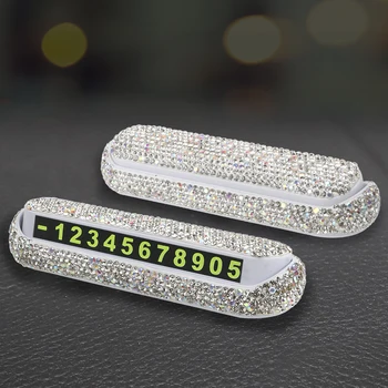 LEEPEE Autocolant Auto Hideable Numărul de Telefon Placă Magnetică Adsorbție Masina Temporară Card de Parcare Cristal de Diamant Auto Card de Parcare 1