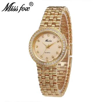 Miss Fox Brand Faimos Diamant Apă Cuarț Femei Ceasuri de Moda 18k Aur Doamnelor Ceas Bratara Relogio Feminino Reloj Mujer 1