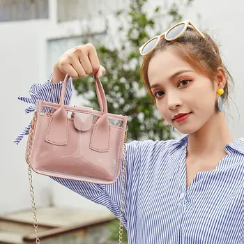 Moda transparent doamnelor geantă de umăr 2020 versiunea coreeană din nou jeleu de imagine bag PU mini-geantă de mână sac de mesager 1
