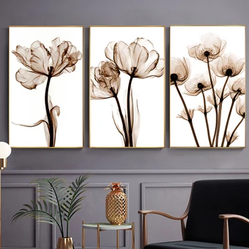 Modern, Transparent Tulip Panza Pictura Flori de Arta de Perete Postere Și de Imprimare imagini de Perete Pentru Camera de zi Dormitor Decor Acasă 1