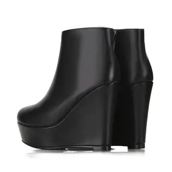 MORAZORA 2020 fierbinte de vânzare din piele cizme rotund toe primavara toamna glezna cizme pentru femei platforma de moda pene, pantofi cu toc inalt 1