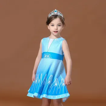 MUABABY Fata Snow Queen Costum Copii fără Mâneci Elsa de imbracat Copil de Vara Casual, Haine de Printesa cu Pelerina Detasabila 1