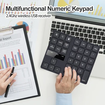 Multi-funcția de Tastatură Numerică cu 35 de Chei Wireless Mini Tastatură Digitală Reîncărcabilă 2.4 GHz pentru Contabil Casier Laptop 1