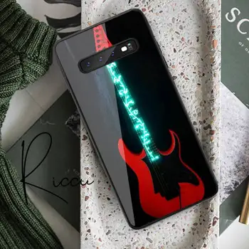 Neon stralucitoare Chitara Schiță de Design Caz de Telefon din Sticla Temperata Pentru Samsung S20 Plus S7 S8 S9 S10E Plus Nota 8 9 10 Plus A7 2018 1
