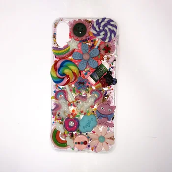 Nou pentru iphone x xs caz caz de telefon fete crema cazul desene animate kawaii lollipop unicorn Handmade caz de telefon 1
