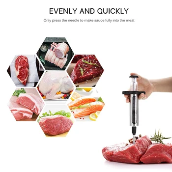 Noul 1.5 Oz Carne Injector Seringă Turcia Injectorului Condimente Carne Injectoare Bucătărie Seringi GRĂTAR Instrumente cu 2 Ace 1
