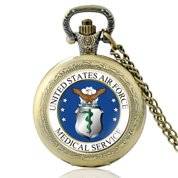 Noul Argint Statele Unite Ale Americii Air Force Servicii Medicale De Cuarț Ceas De Buzunar Antic Bărbați Femei Militar Colier Ceasuri 1