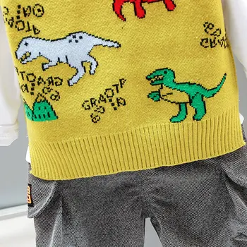 Nouă Primăvară Copil Haine Copii Baieti Fete Bumbac Printe Dinozaur Vesta Camasa Pantaloni 3pcs/seturi de Copil pentru Sugari Sport Casual Costum 1