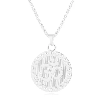 Nouă Rundă Unisex Hindus, Budist AUM, OM pandantiv colier pentru Bărbați bijuterii accesorii 1
