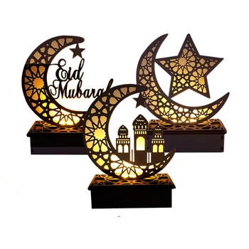 Ramadan Eid Mubarak Decoratiuni pentru Casa Luna LED-Lumanari Lumină Placa de Lemn Agățat Pandantiv Islam, Musulman Eveniment Consumabile Partid 1