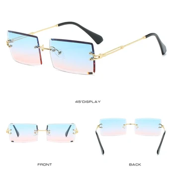 RBUDDY ochelari de Soare Femei 2020 Moda Gradient de Culoare Pătrat Femei Ochelari Vintage Supradimensionate fără ramă Fara rama Femei Ochelari de Soare 1