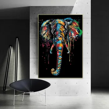 Rezumat Elefant Colorat Panza Picturi Pe Perete Postere de Arta Si Imprimeuri Nordice Art Animale Panza Imaginile Pentru Camera Copii 1